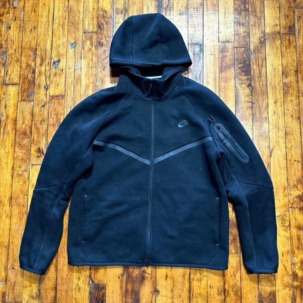 Nike Windrunner Hoodie Men's Large Black Fleece‎ Long Sleeve Full Zipper Outdoor